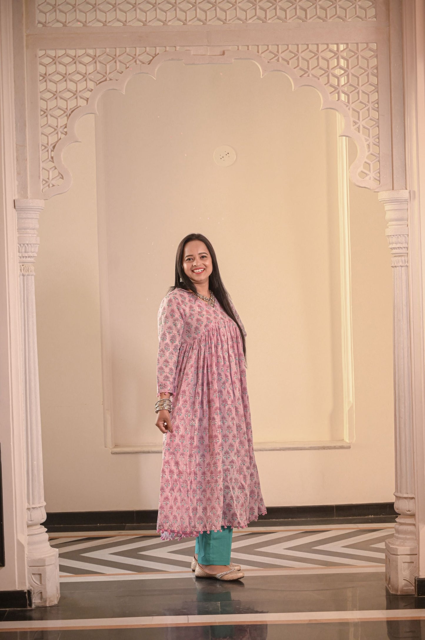 Feriha Handblock Mulmul Kurta